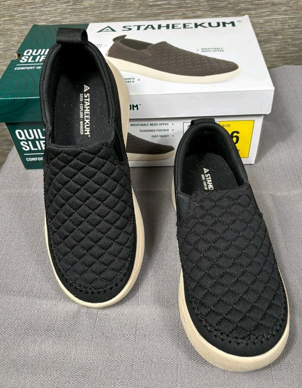 Staheekum Quilted Slip-On Shoes Womens Size 6 Black Comfortable Casual 1908433